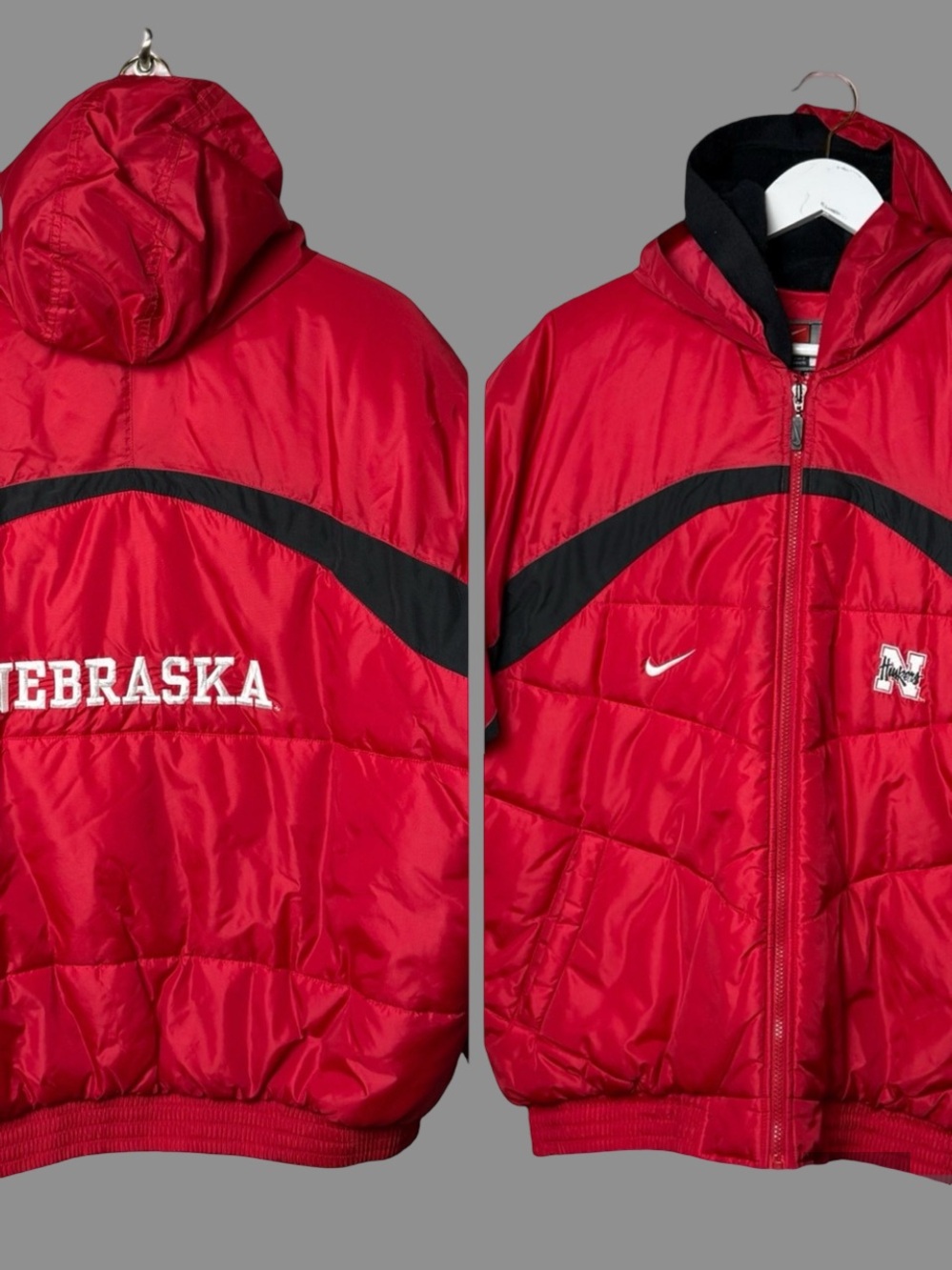 Vintage Nebraska Cornhuskers 90s Full Zip Jacket Coat Red Mens SZ M Women L Nike